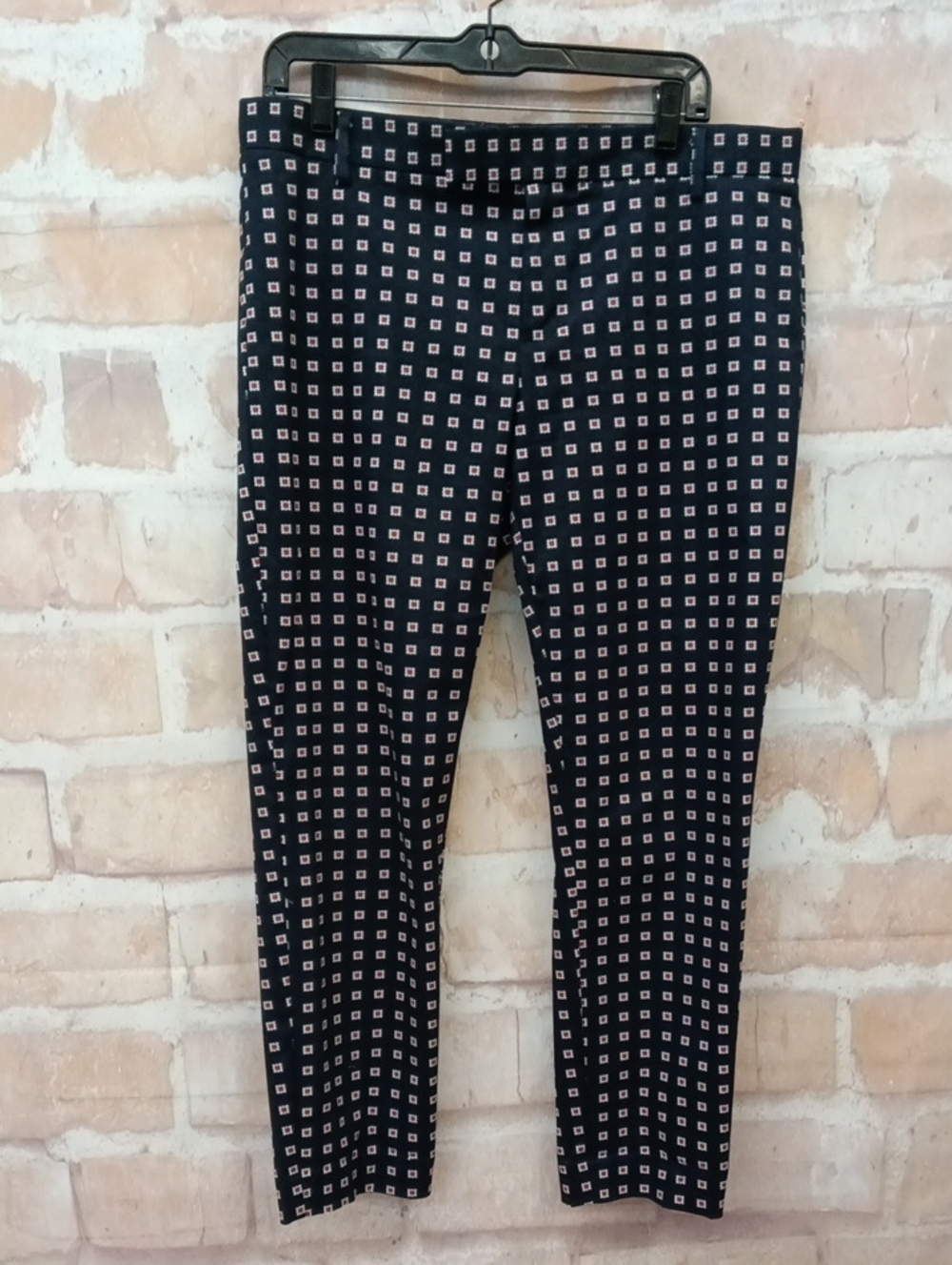 GAP Navy Slim Patterned Chinos with Pink Square Motif